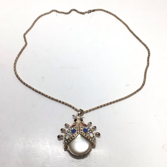 Vintage Ladybug Filigree Long Pendant Necklace - Picture 5 of 9